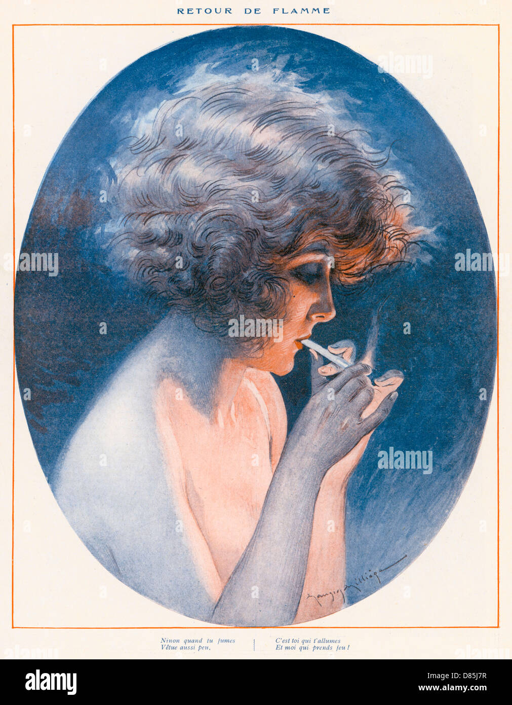 Lighting a Cigarette Stock Photo