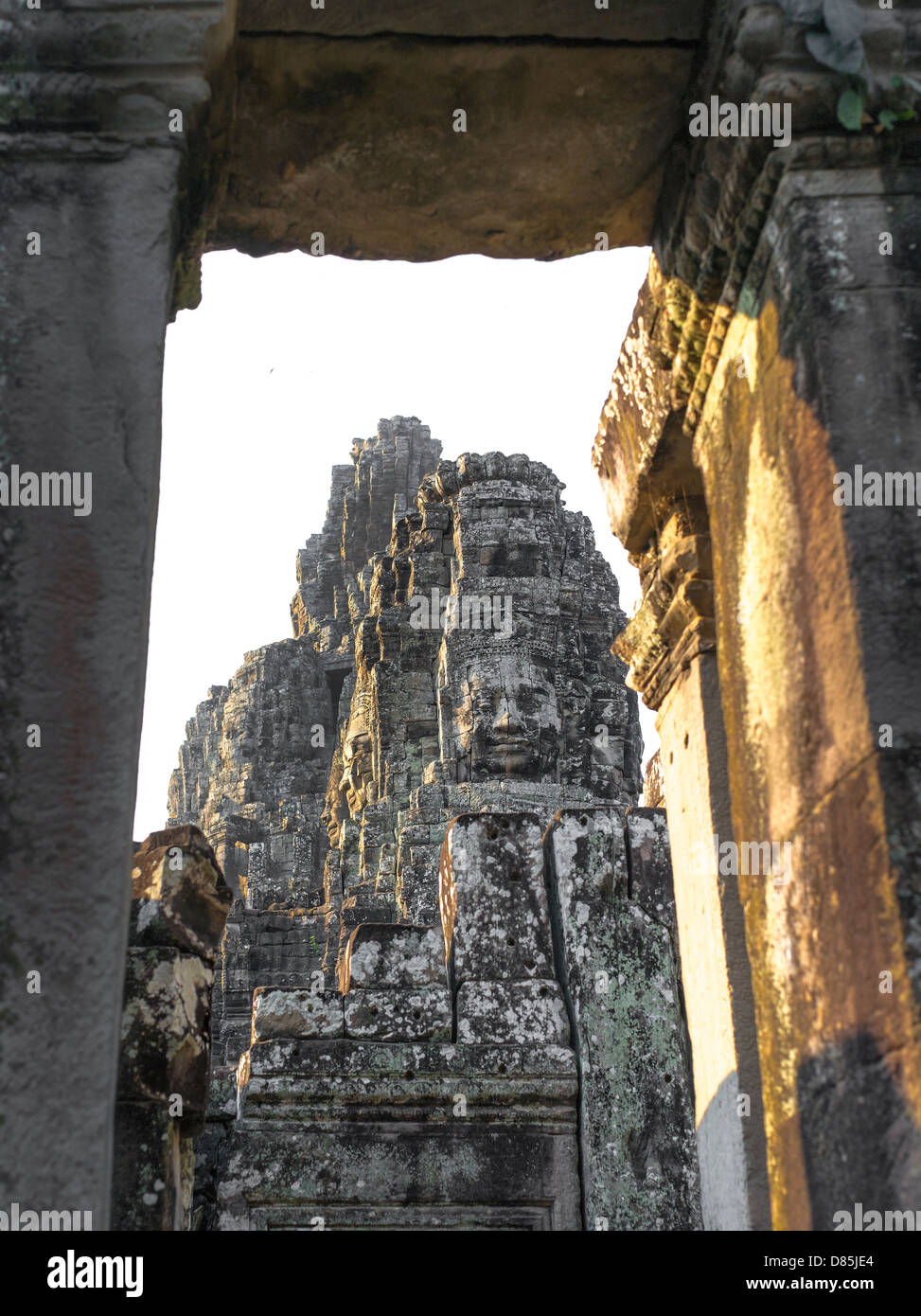Stones Faces. Bayon. Angkor Thom. Angkor Archaeological Park. Siem Reap. Cambodia Stock Photo