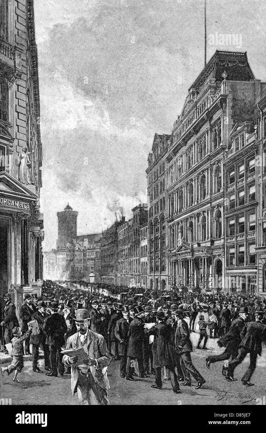 Wall Street panic 1890 Stock Photo