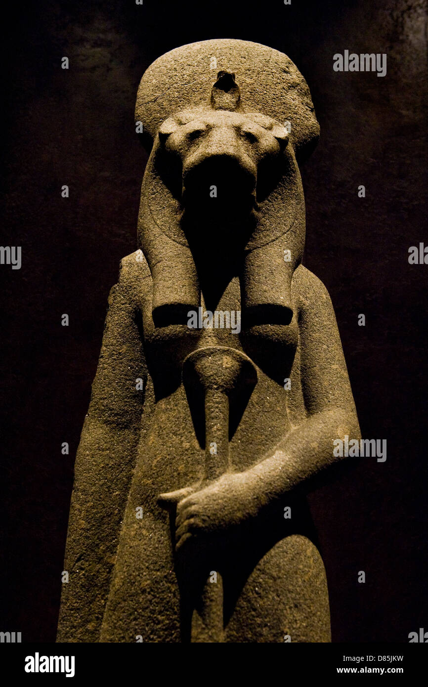 Italy Piedmont Turin Egyptian Museum Statuary room Sekhmet goddes Stock Photo