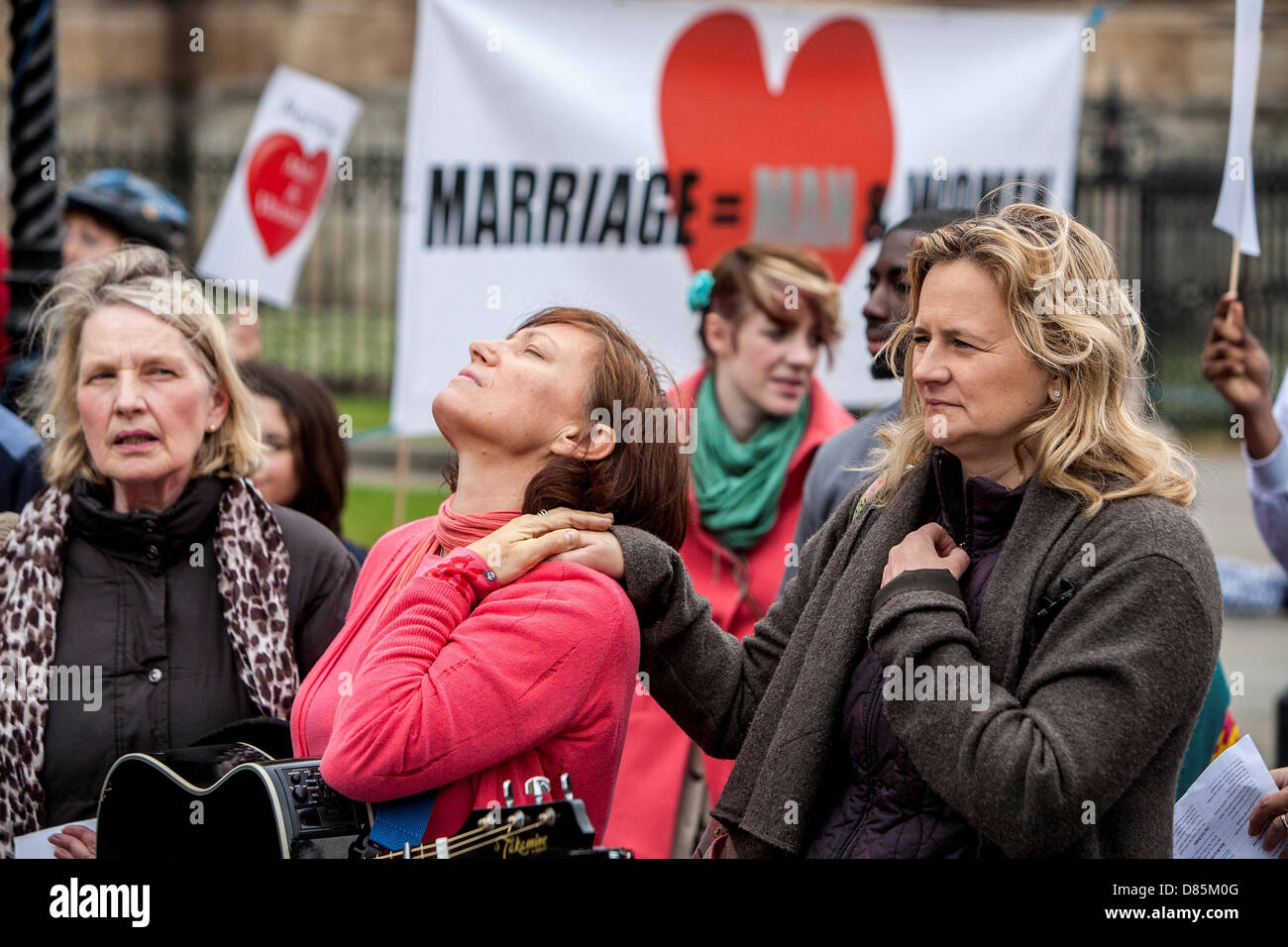 London, UK. 20th May, 2013. Christians demonstrate and pray against the same sex marriage bill being voted on in Parliament.   Credit:  Mario Mitsis / Alamy Live News Stock Photo