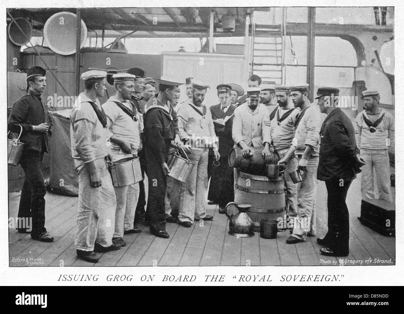 ISSUING GROG TO NAVY Stock Photo