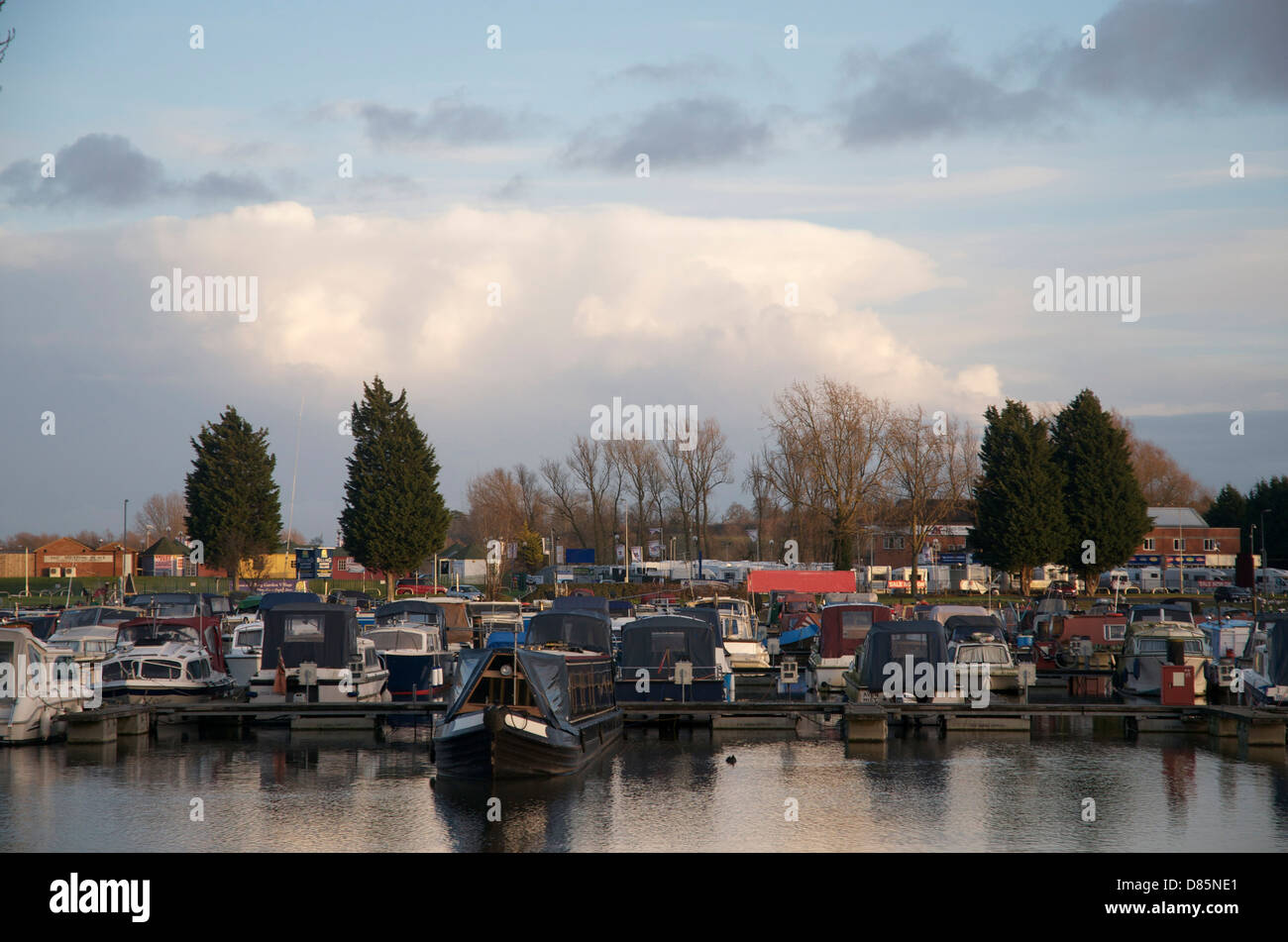canal boats moored at billing northampton Stock Photo