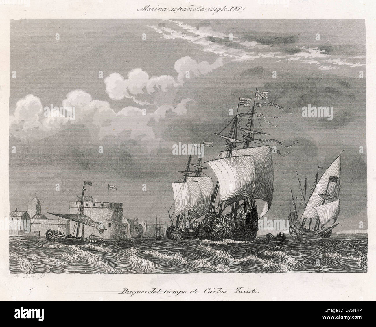 16th century Spanish sailing ships Stock Photo