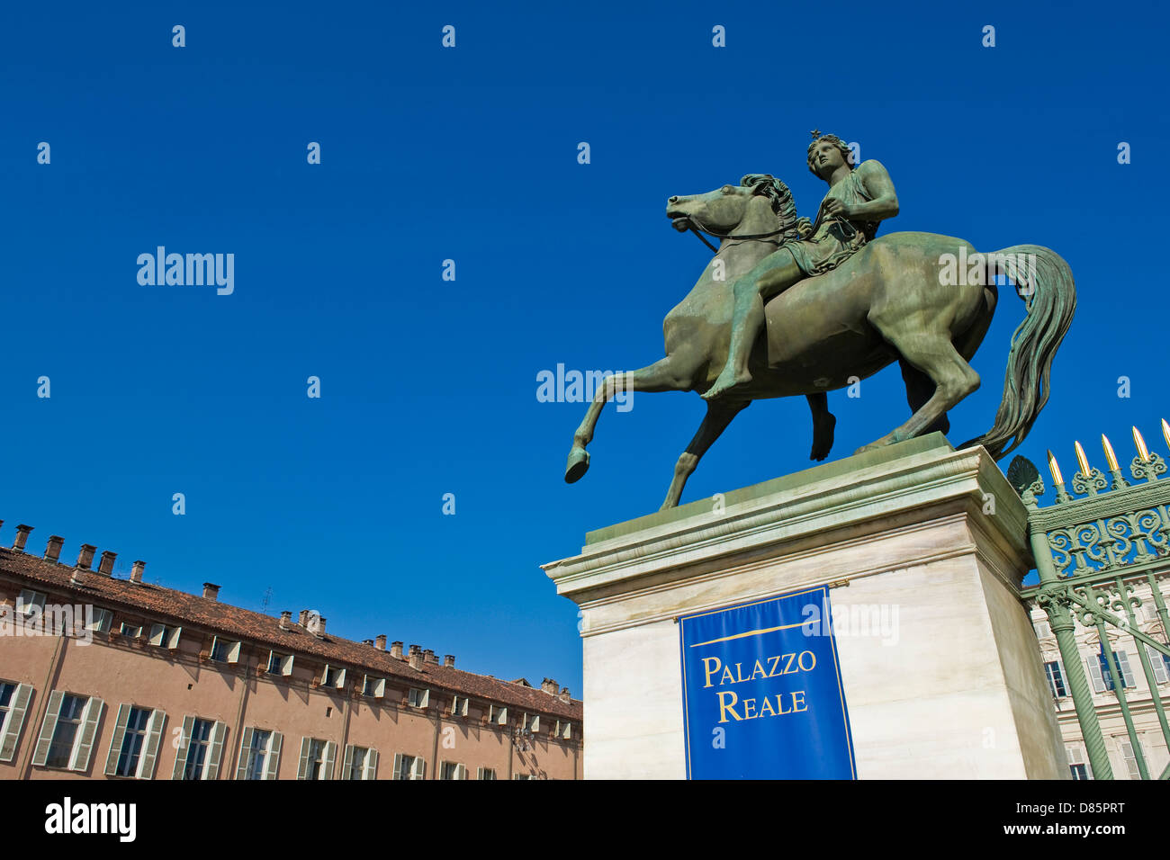 Italy Piedmont Turin Royal Palace Dioscuri statue Stock Photo