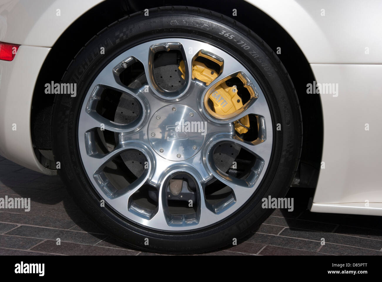 Bugatti Veyron EB Sports Car Rear Alloy Wheel & Tyre Stock Photo