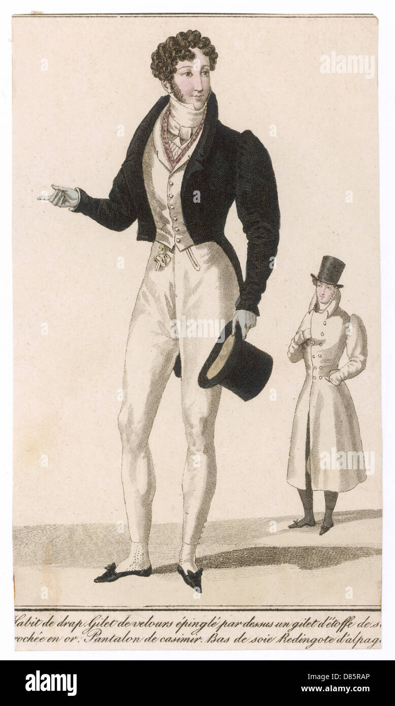 Man ewaring evening dress fashion, 1826 Stock Photo
