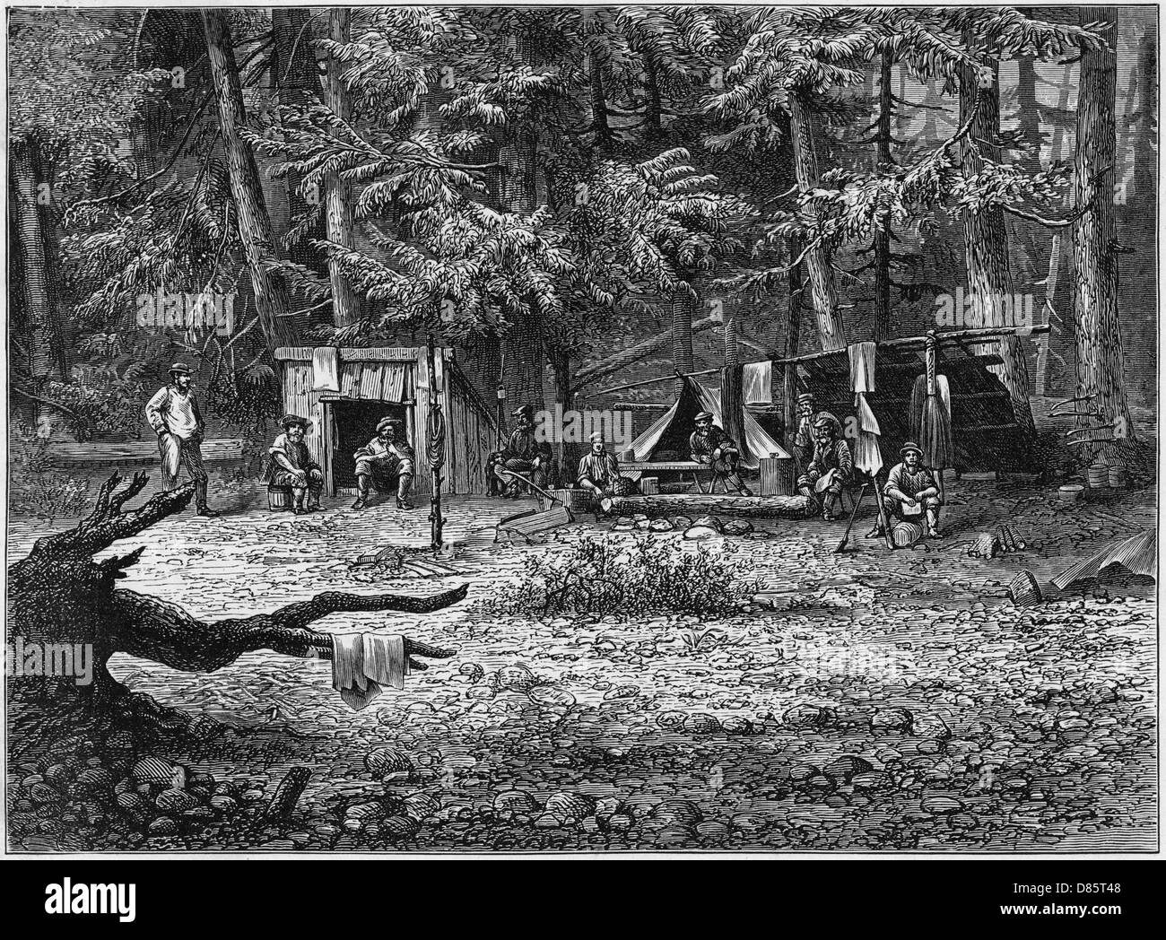 Gold mining camp in America Stock Photo Alamy
