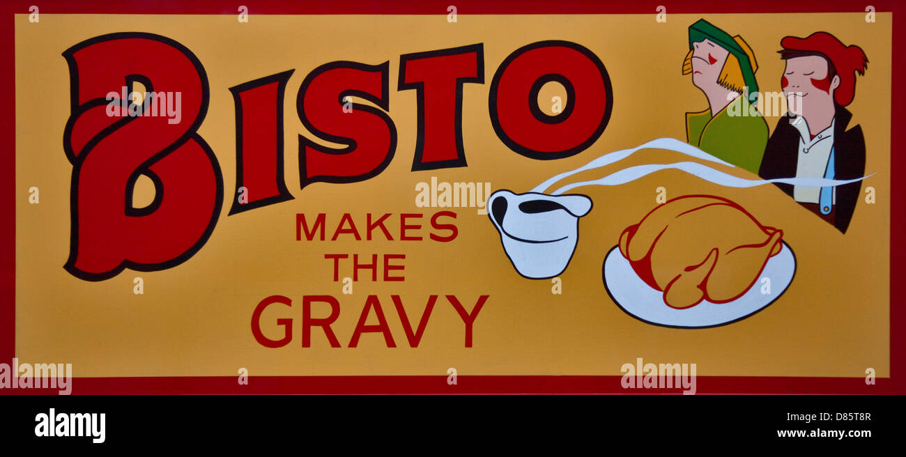 Vintage Bisto Gravy advertisement as appeared on the old Buses Stock Photo