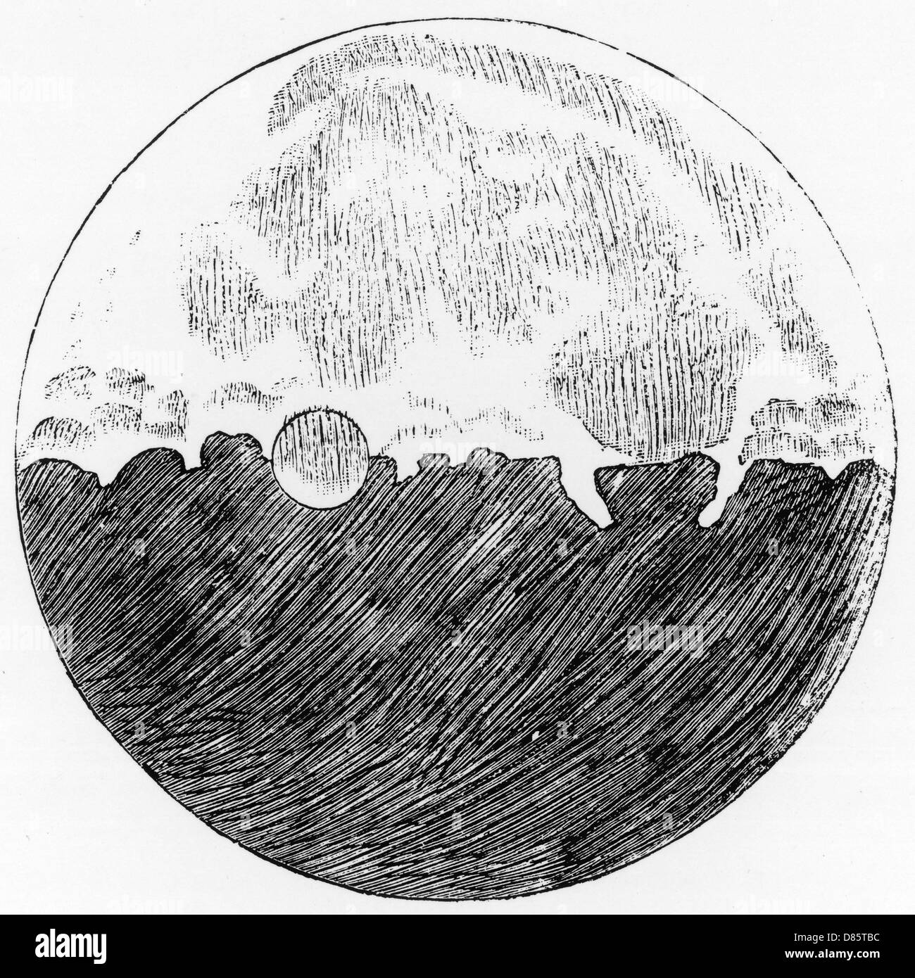 Lunar surface sketched by Galileo Stock Photo