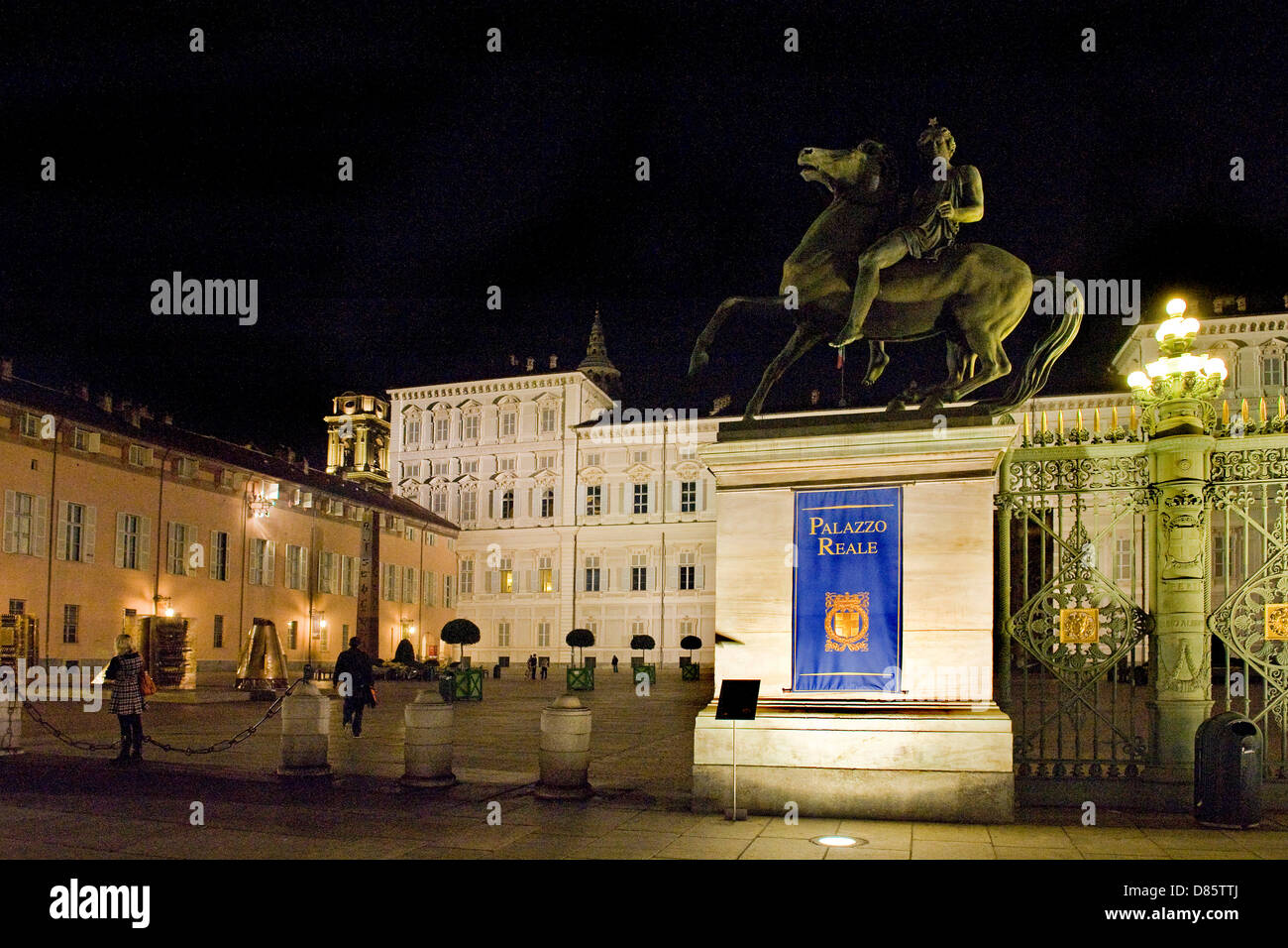 Italy Piedmont Torino the Royal Palace at night Stock Photo
