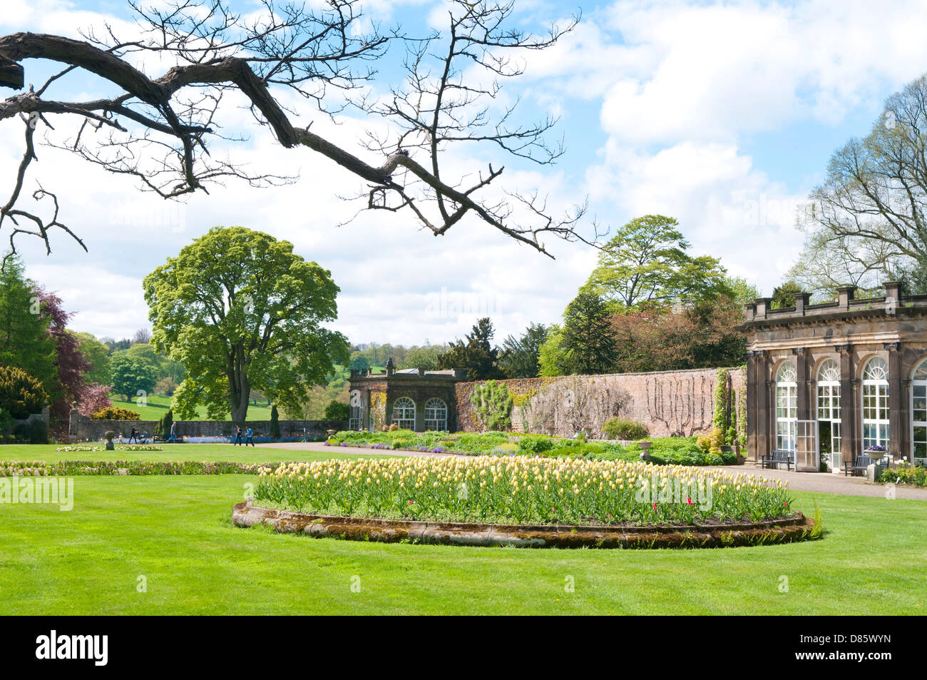 The walled garden full of flowers and plants on the Ripley Castle