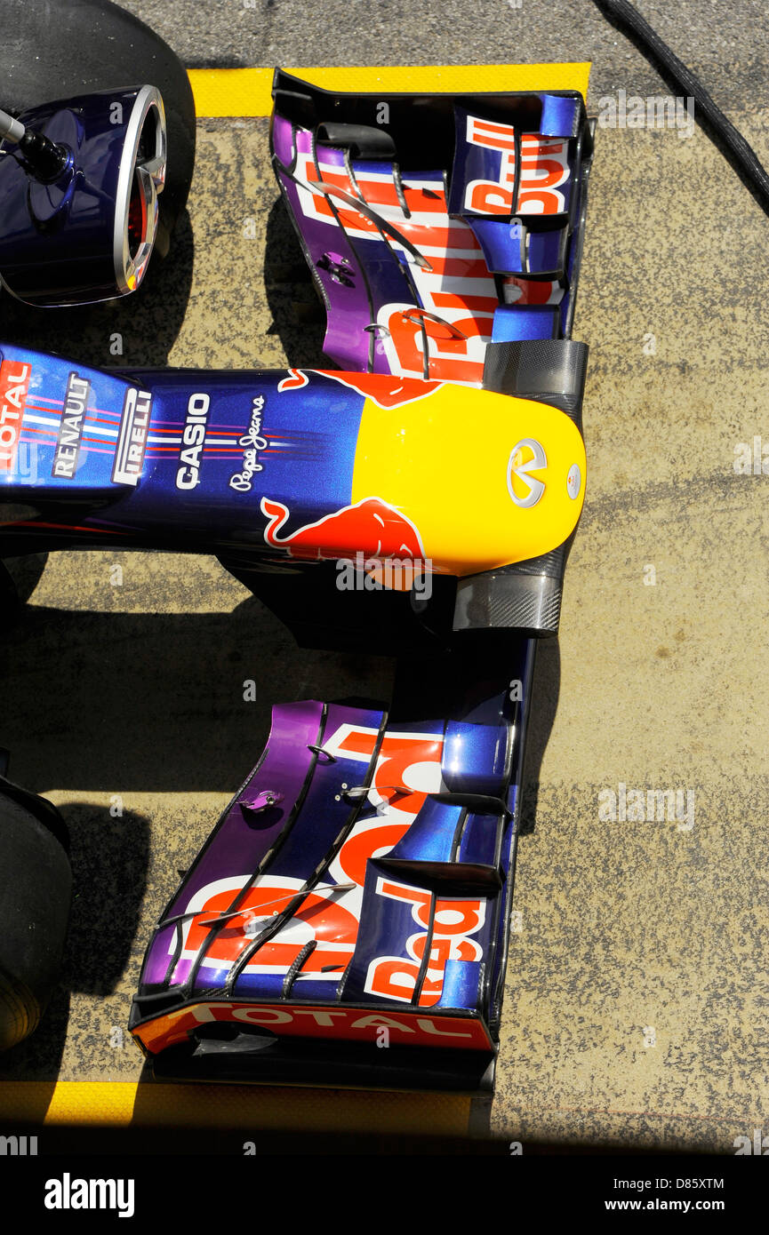 front wing on Red Bull Formula One race car  during the Spanish Formula One Grand Prix 2013 Stock Photo