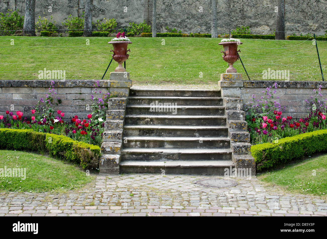 Stairs with pots Stock Photo - Alamy