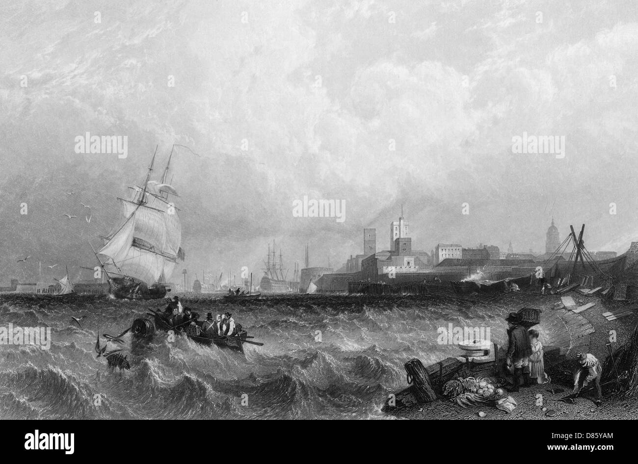 Portsmouth harbour 19th century Black and White Stock Photos & Images ...