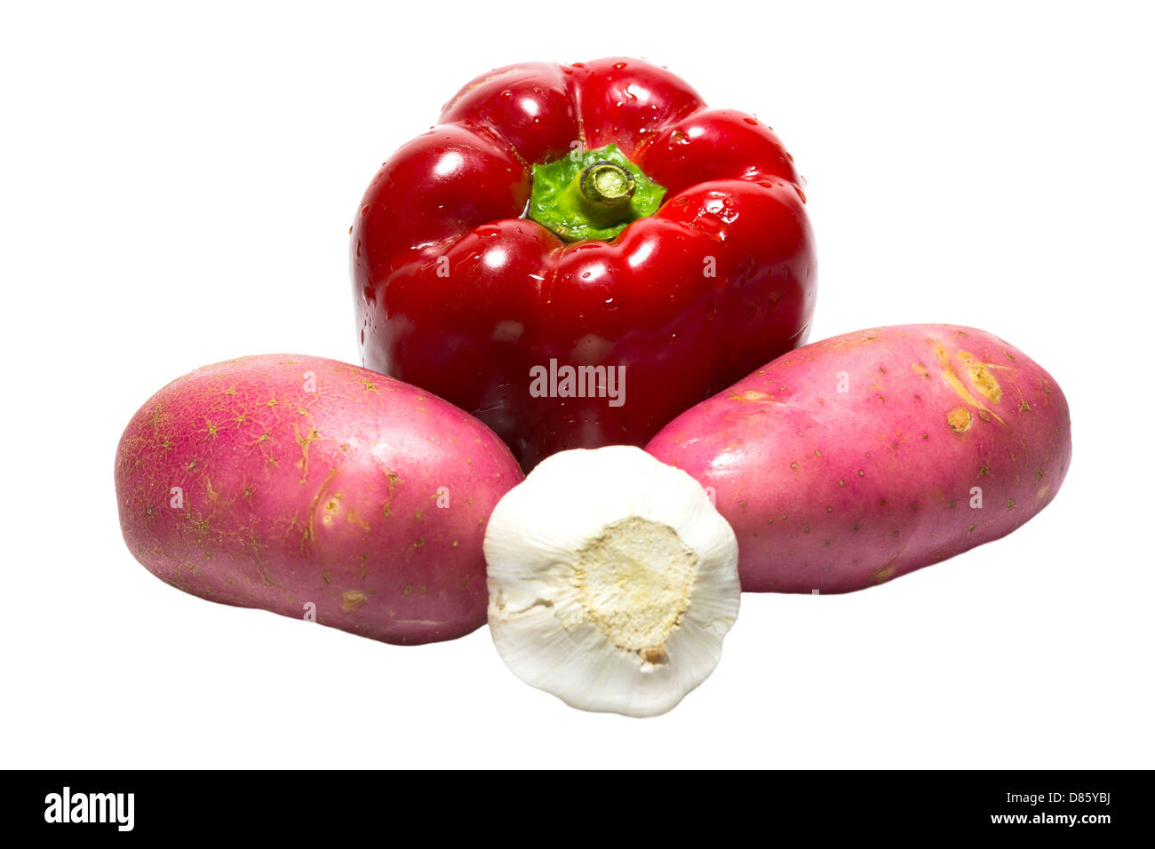 Paprika red garlic potatoes on a white background Stock Photo