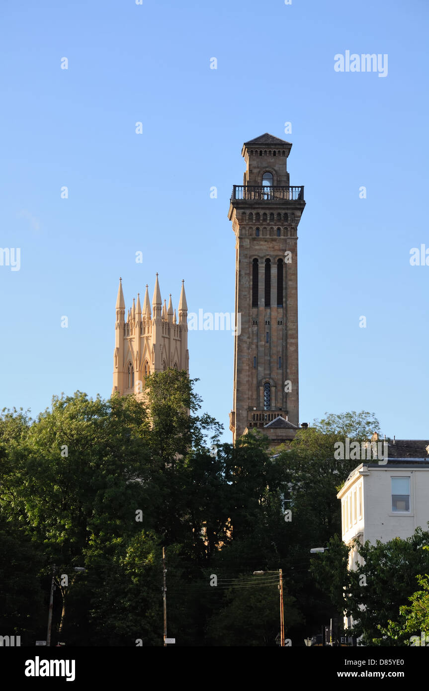 (right) Trinity College, Glasgow, Scotland, is the Church of Scotland's College at the University of Glasgow. (left) Park Church Stock Photo