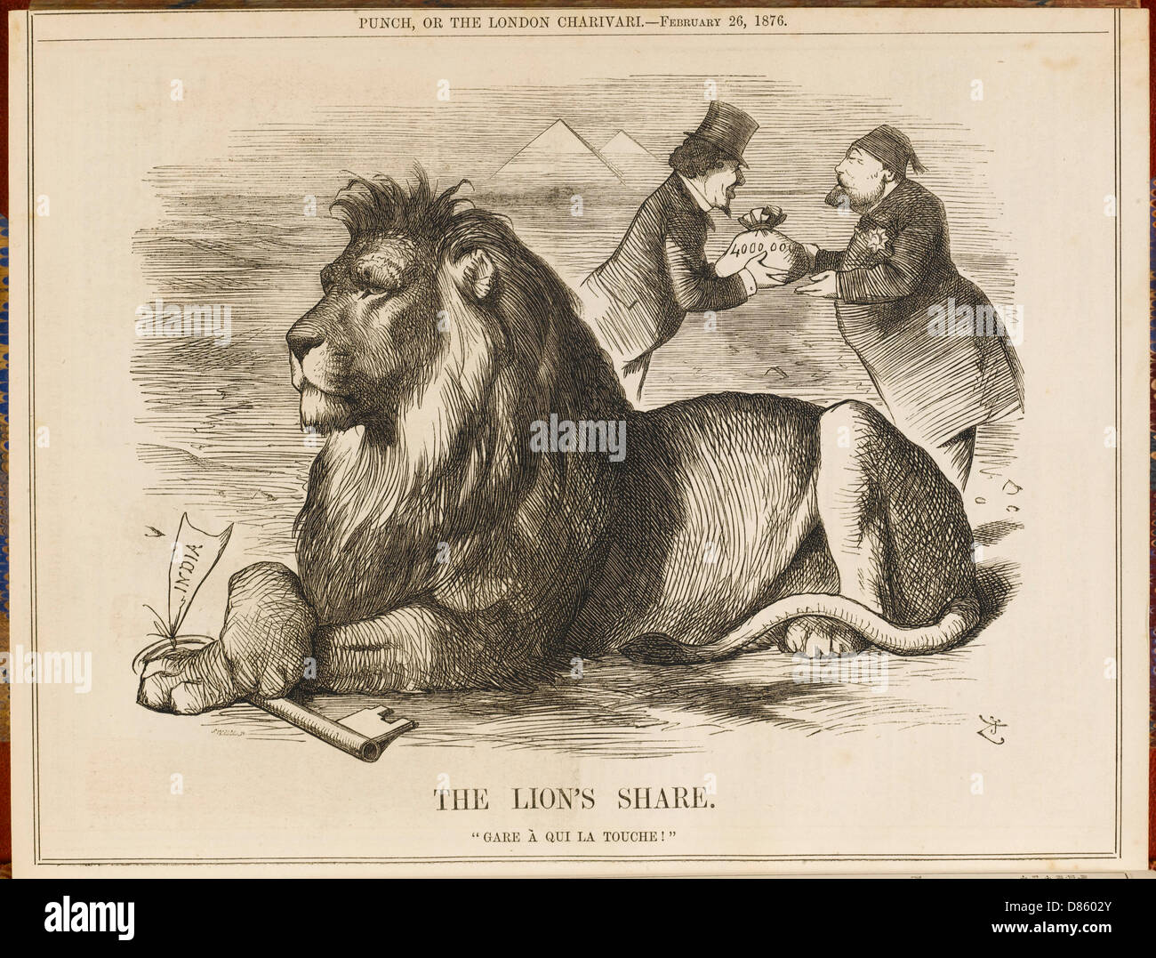 Cartoon, The Lion's Share (Disraeli and Suez Canal Stock Photo Alamy