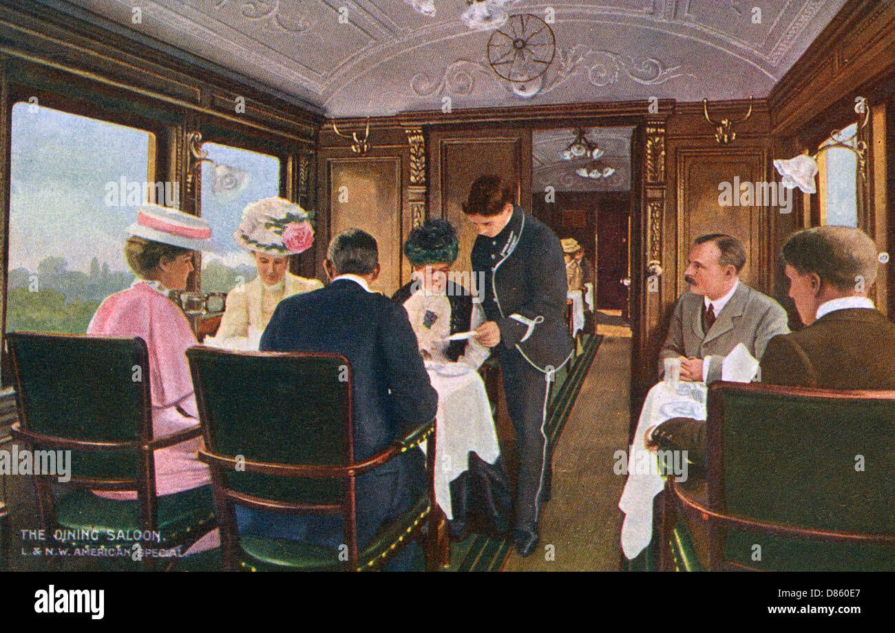 Dining Saloon On A London To Liverpool Express Train Stock Photo