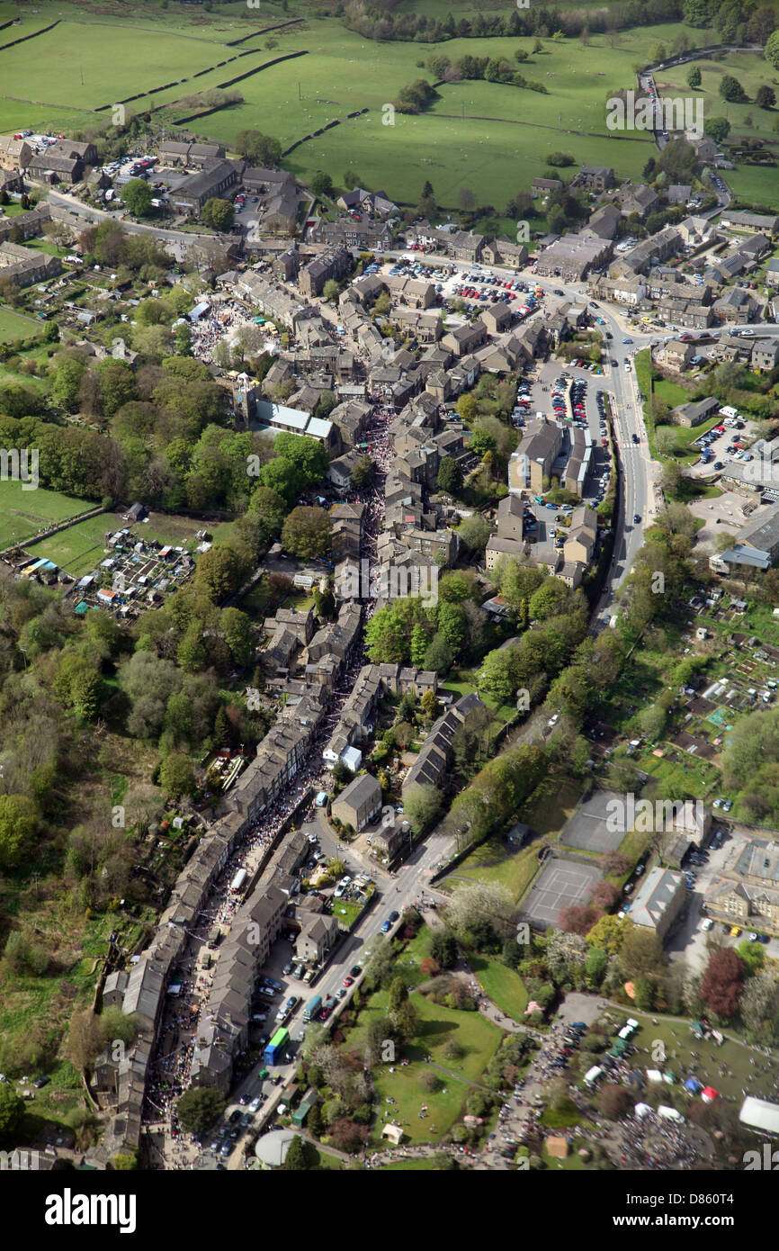aerial view of the Yorkshire town of Howarth Stock Photo