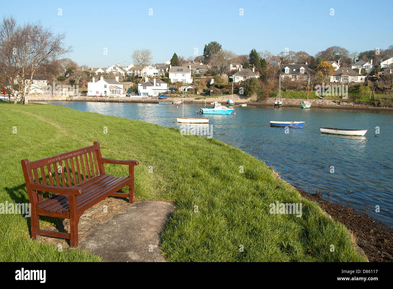 The waterside village of Mylor Bridge near Falmouth in Cornwall, UK