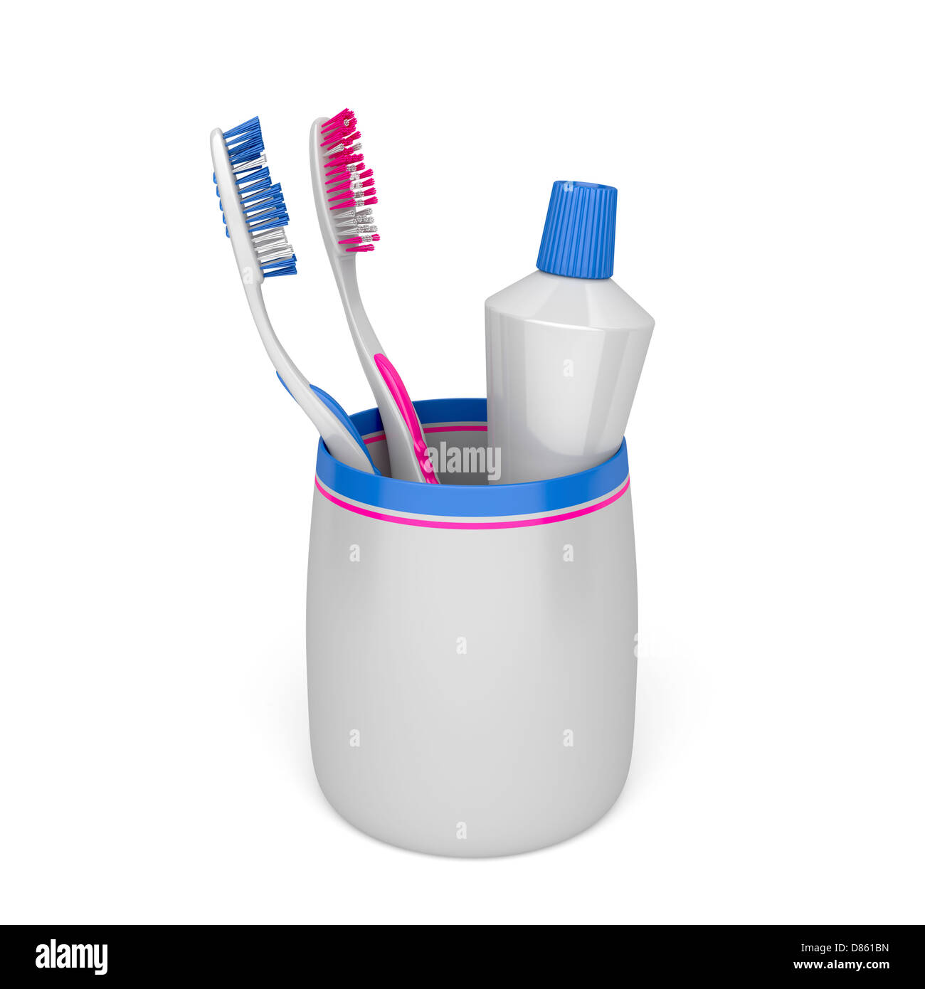 Toothbrushes and toothpaste on white background Stock Photo - Alamy