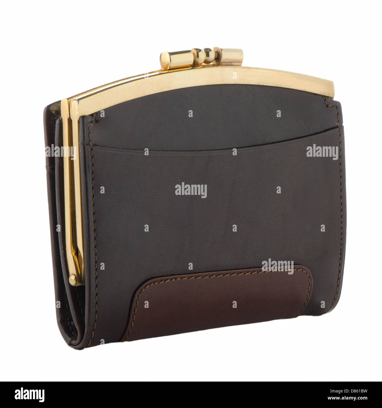 Brown leather purse isolated on white background Stock Photo - Alamy
