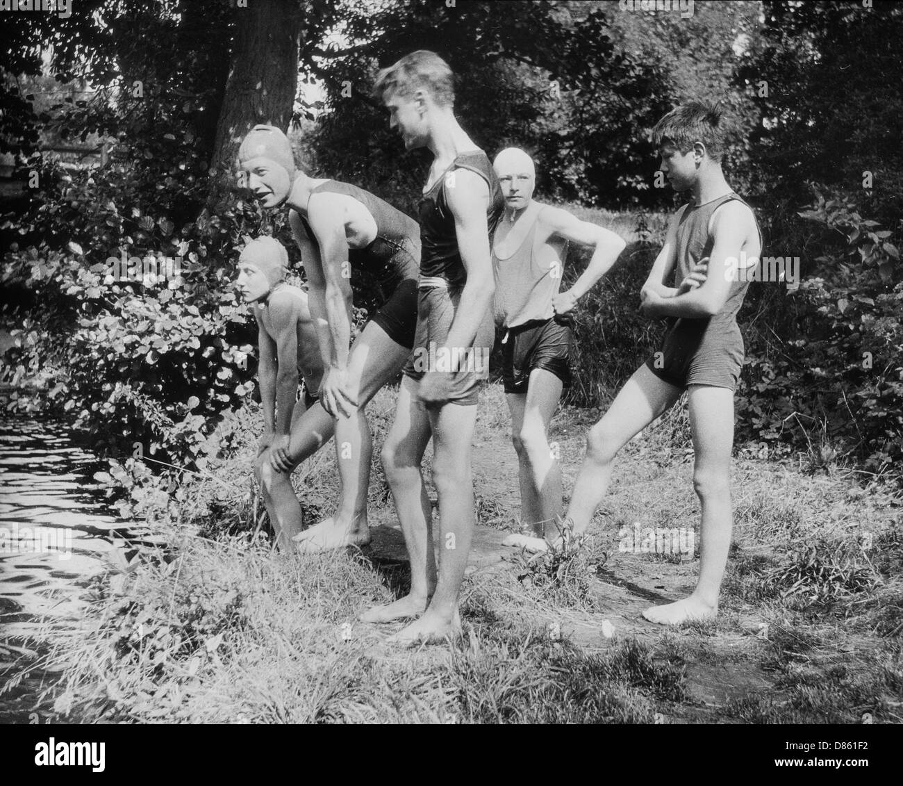 Boys by the river Black and White Stock Photos & Images - Alamy