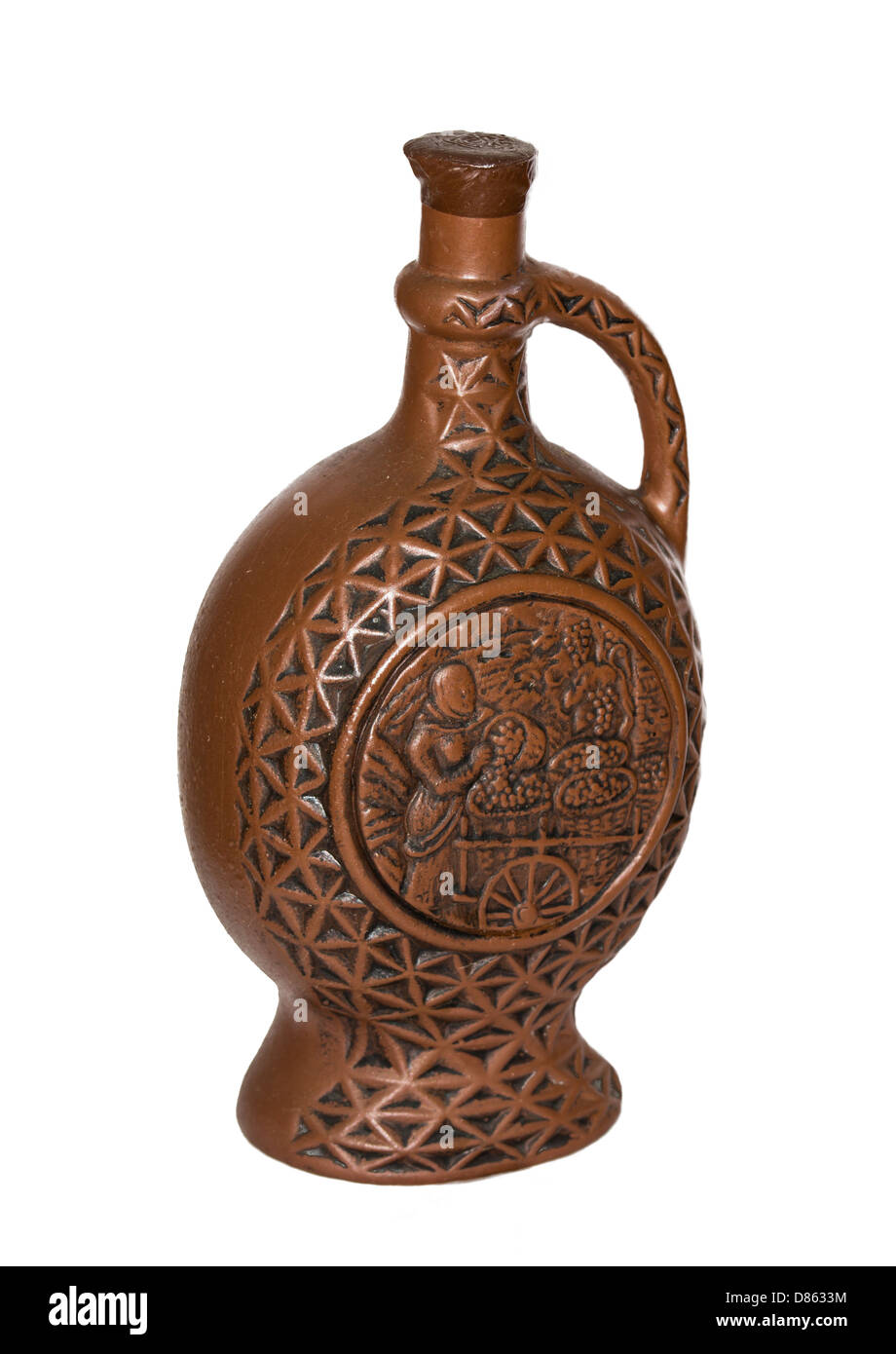 Ceramic decanter Georgian wine sealed with wax Stock Photo