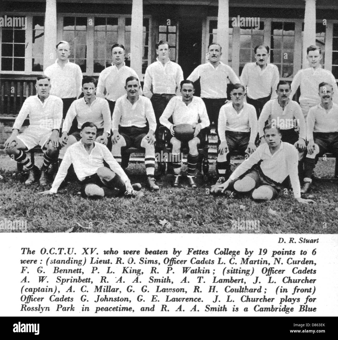 O.C.T.U. Rugby Team Stock Photo