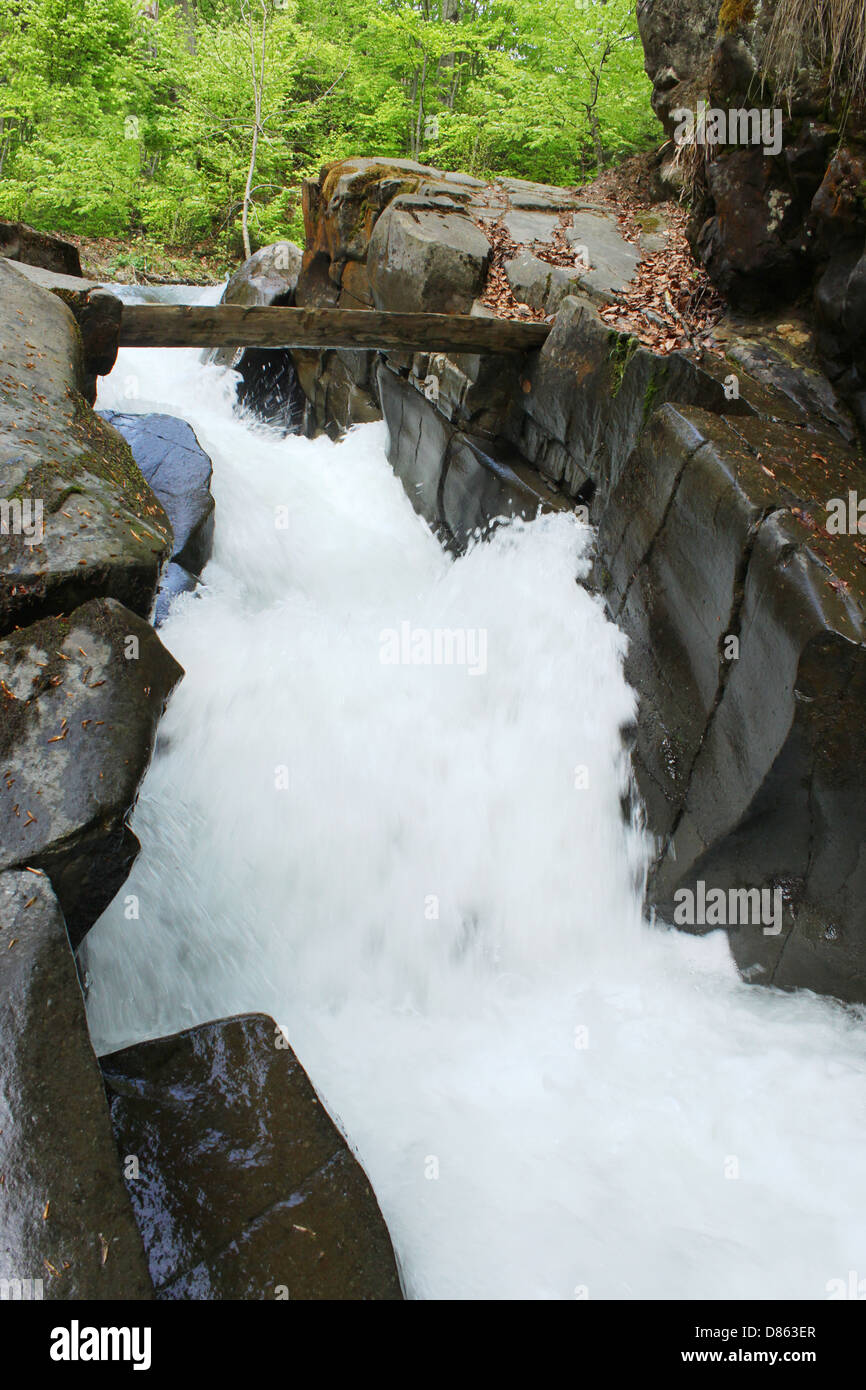cascade on river in Carpathian mountains Stock Photo