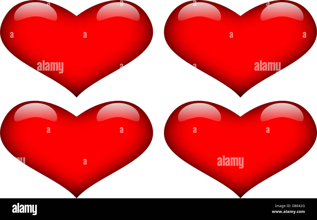 Four red hearts with white background Stock Photo Alamy