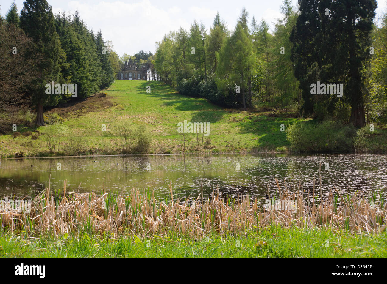 The Octagon Pond and Banqueting House at Gibside Hall in Northumberland. National Trust Stock Photo