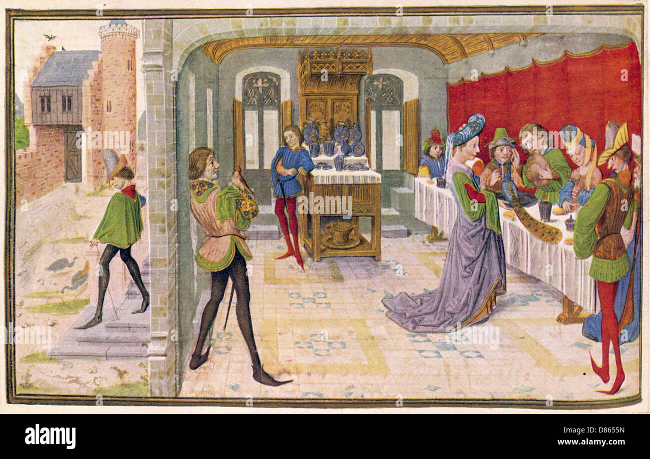 People At A Medieval Banquet Stock Photo