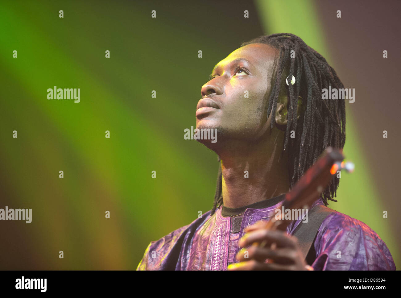 Bassekou Kouyate from Mali performs 'Jama Ko' with Ngoni ba at Moers Festival in Moers, Germany, 20 May 2013. Photo: Bernd Thissen Stock Photo