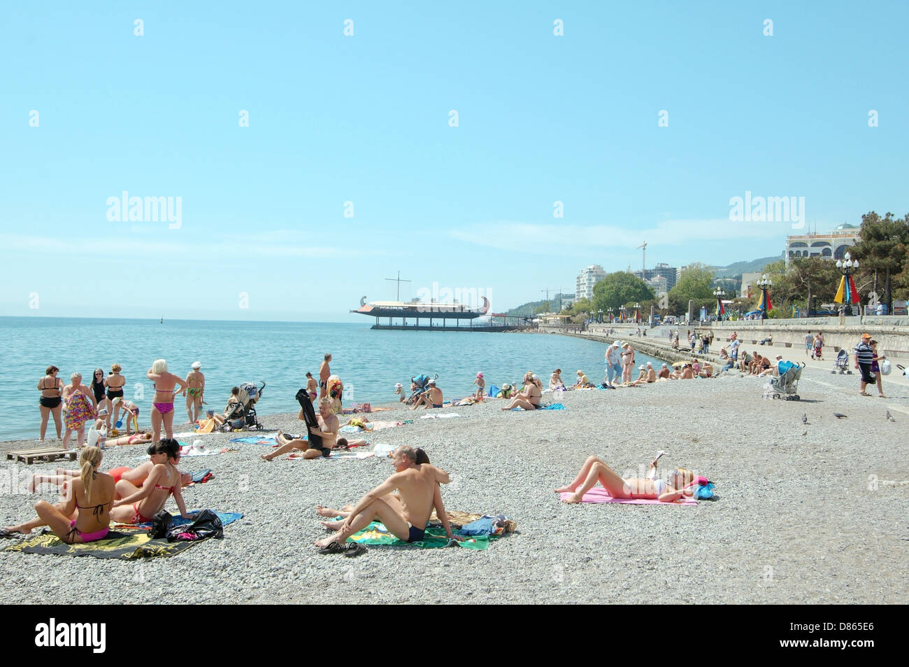 Beach, Yalta, Crimea, Ukraine, Eastern Europe Stock Photo
