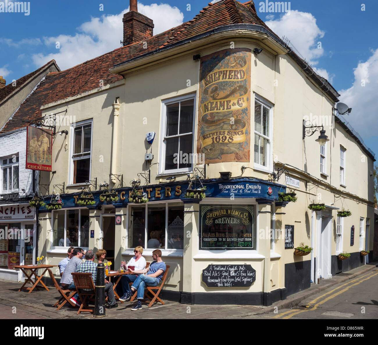 The Cricketers Pub owned by Shepherd Neame High Street Canterbury Kent England Stock Photo