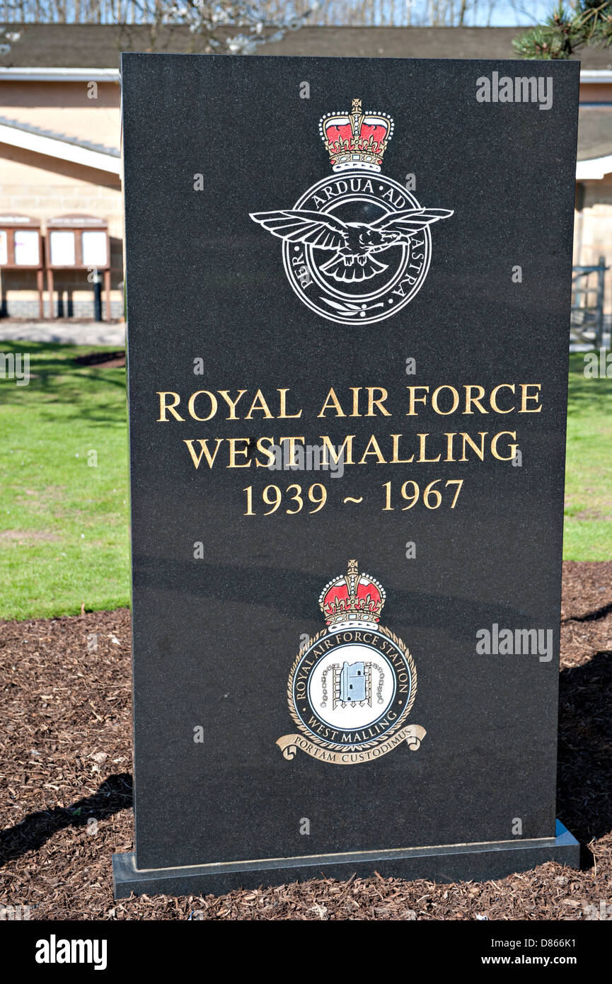 Memorial to the airmen who were stationed at the RAF West Malling Airfield, Kent, UK Stock Photo