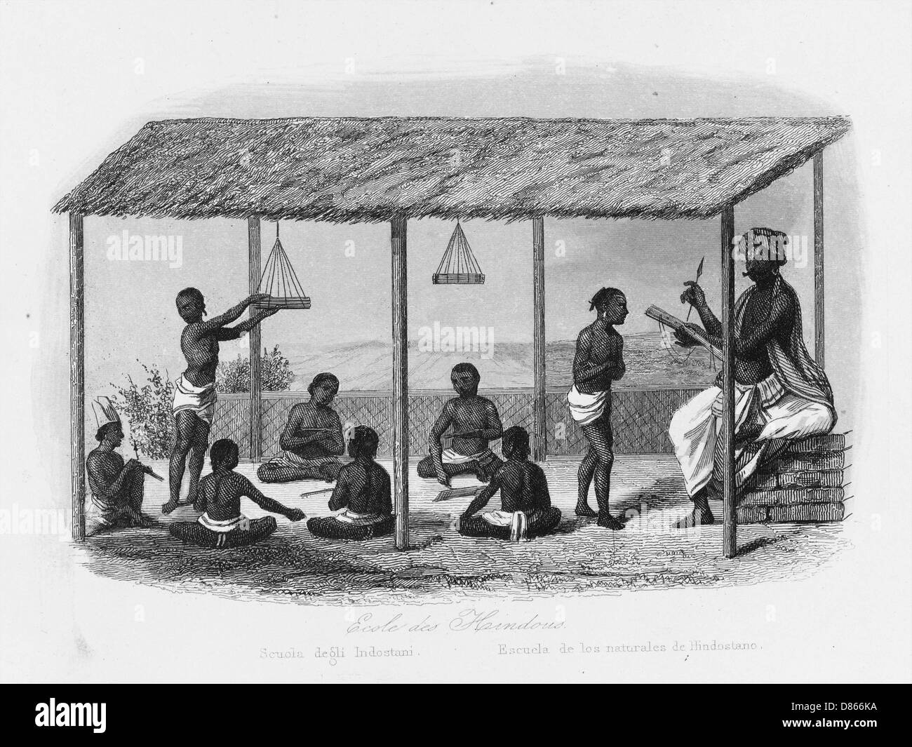Hindu school with teacher and pupils, India Stock Photo Alamy