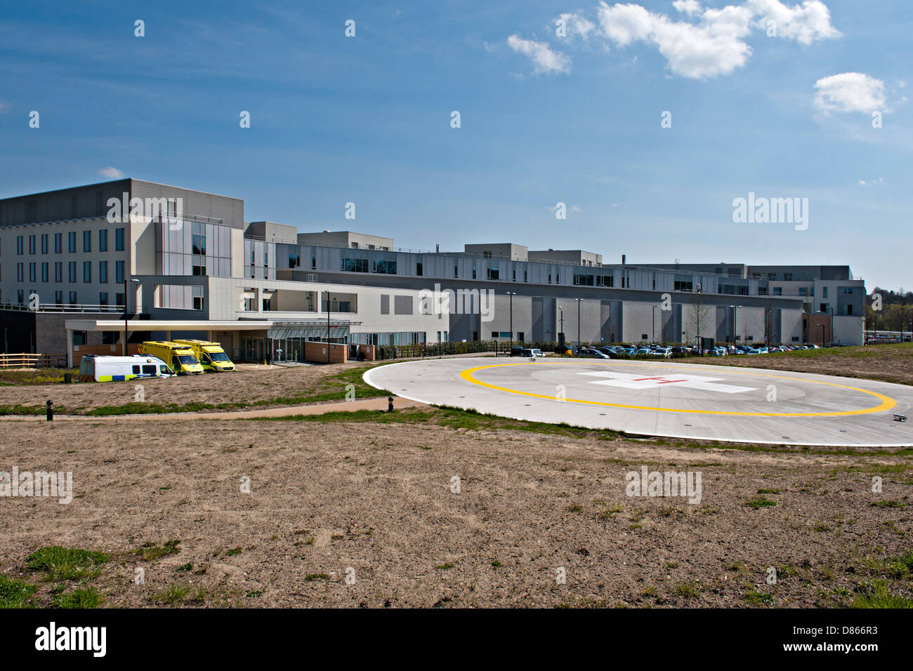 Tunbridge Wells Hospital, Pembury Kent with the helicopter landing pad