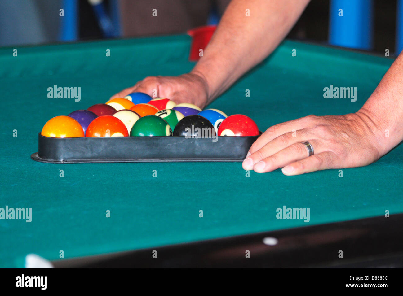 snooker billiards pool table with balls rolling on Stock Photo Alamy