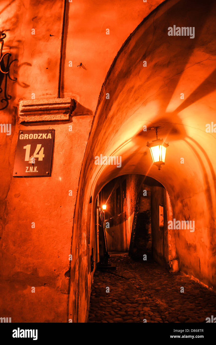 Cobblestone back alley in Lublin Stock Photo Alamy
