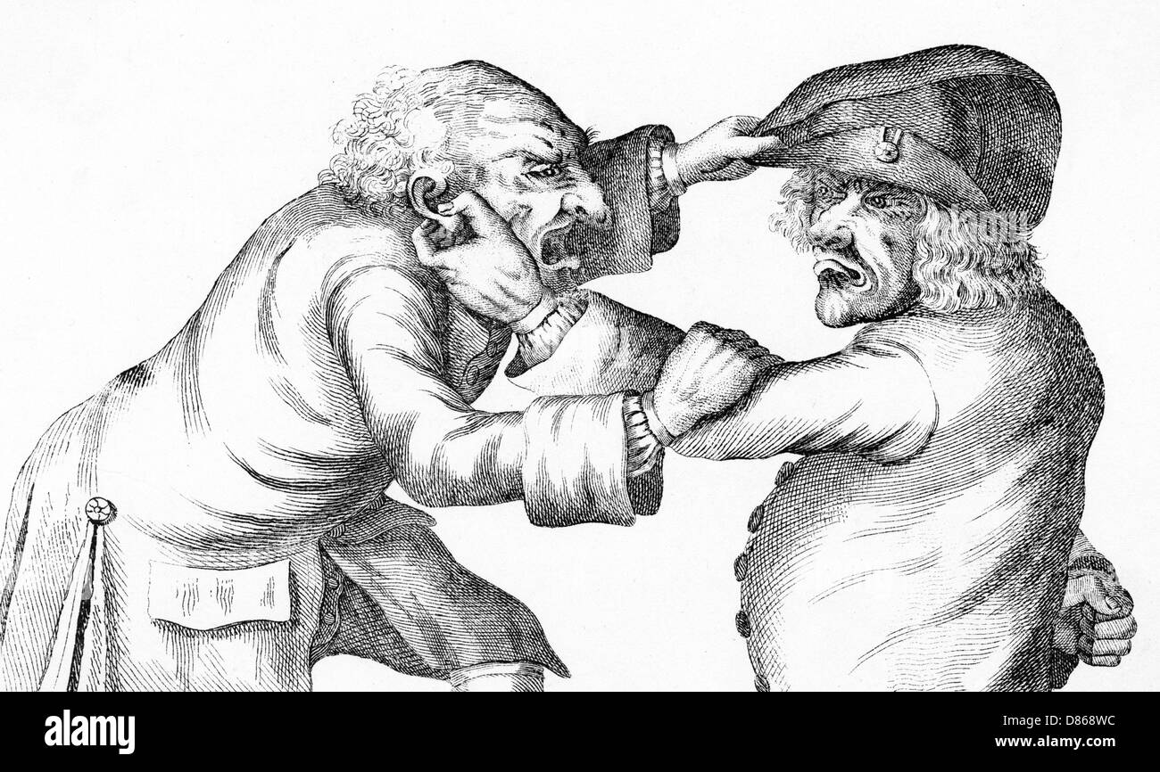 Old men fighting Stock Photo