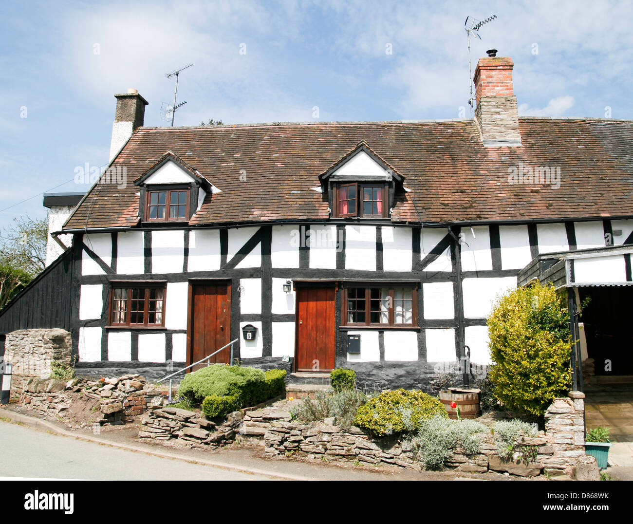 Timber framed house Black and White Village Trail Eardisley Herefordshire England UK Stock Photo