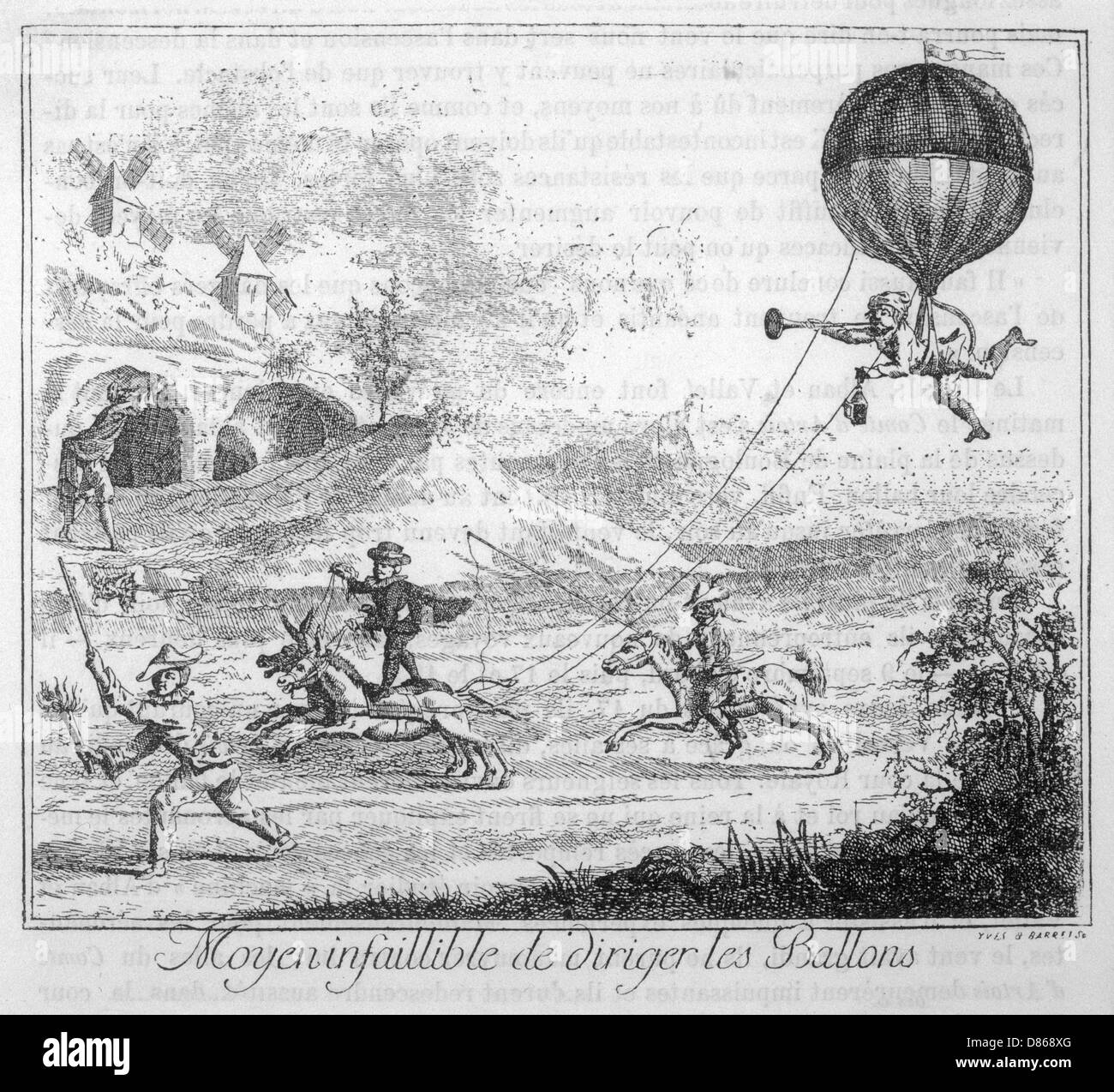 Balloon Satire of 1785 Stock Photo