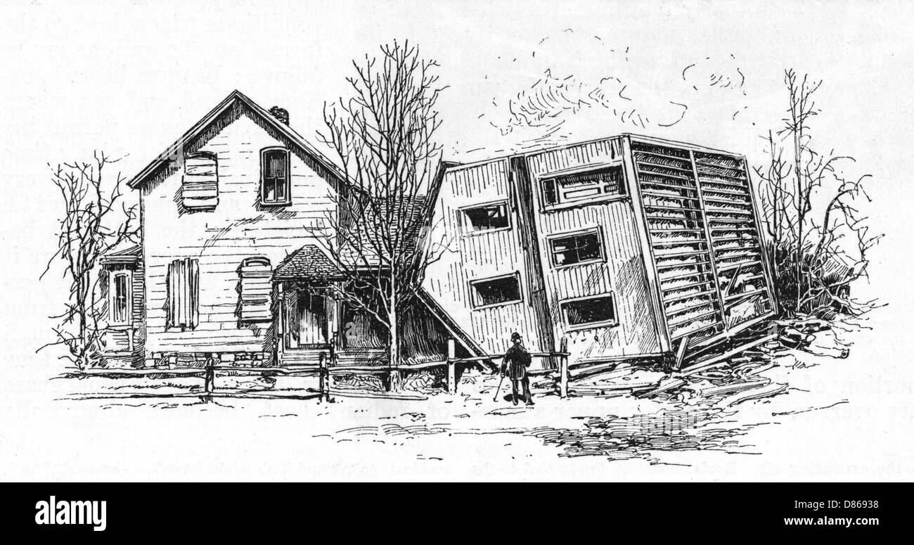 Tornado Over Turns House  1886 Stock Photo