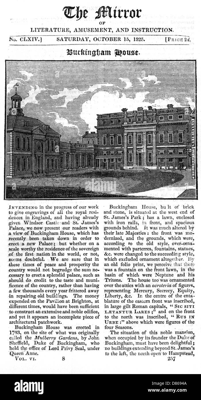 Buckingham House, 1825 Stock Photo
