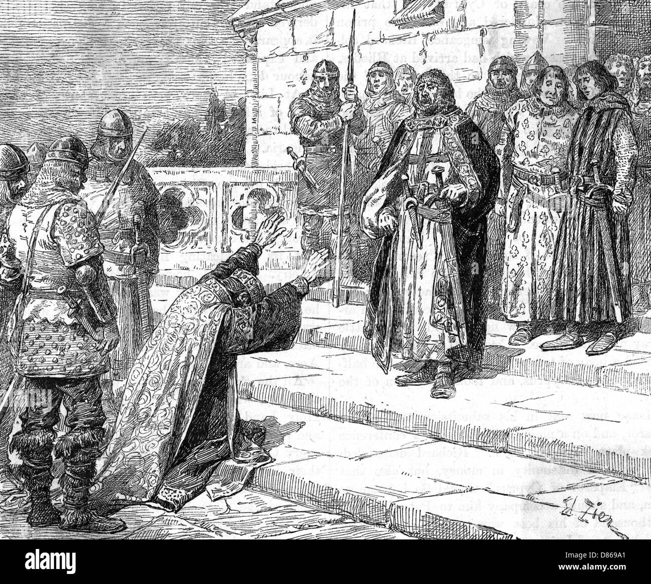 Isaac of Cyprus begs Richard I Stock Photo