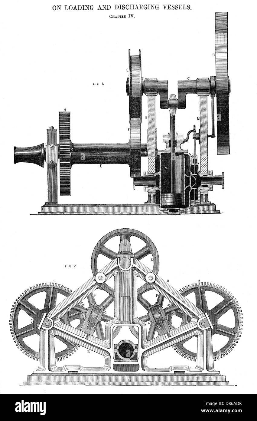 19th century steam engine cross section Black and White Stock Photos
