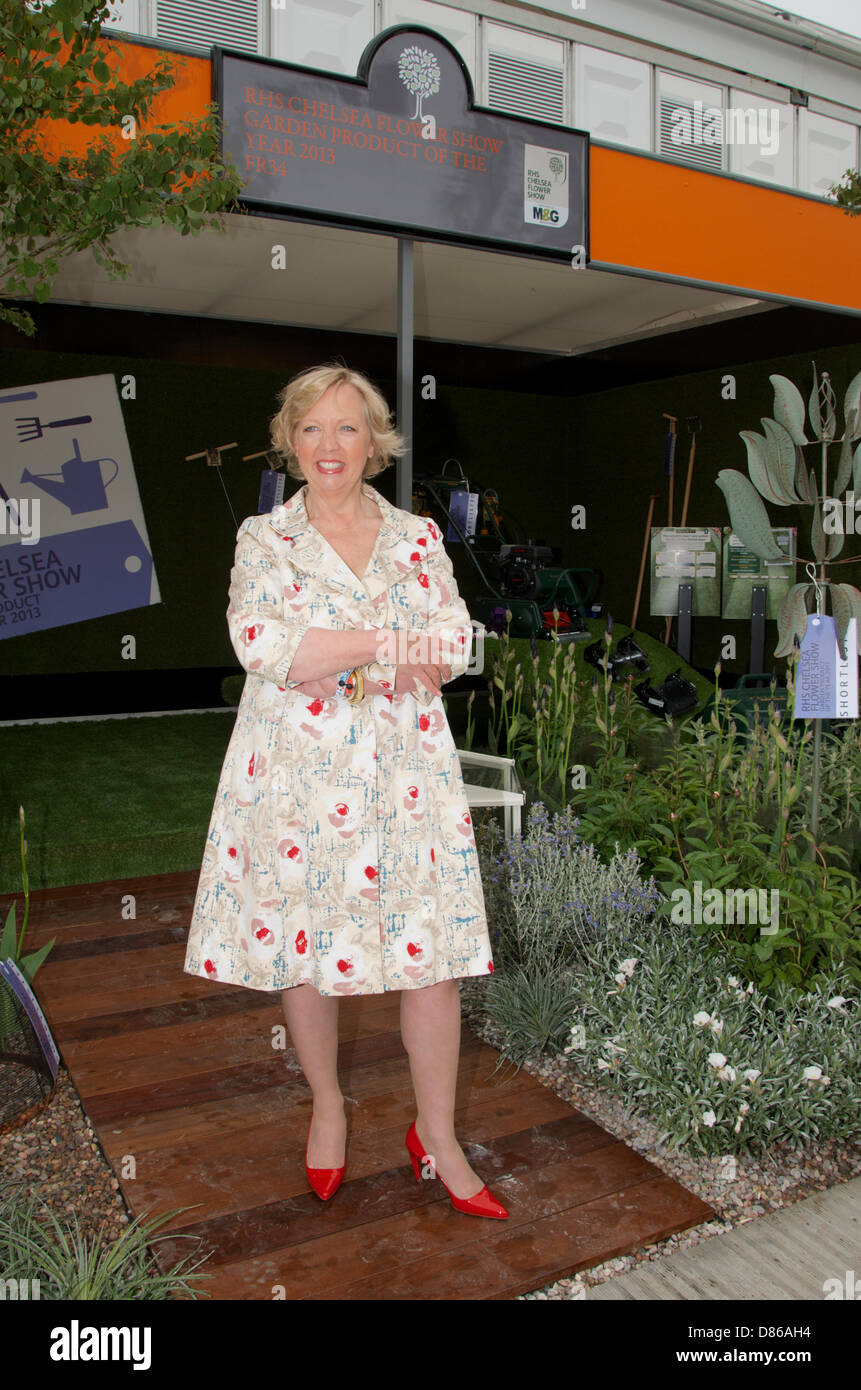 Dragon's Den investor Deborah Meadon at the RHS Chelsea Flower Show Product of the Year 2013 stand in London on Press Day 20th May 2013. Stock Photo